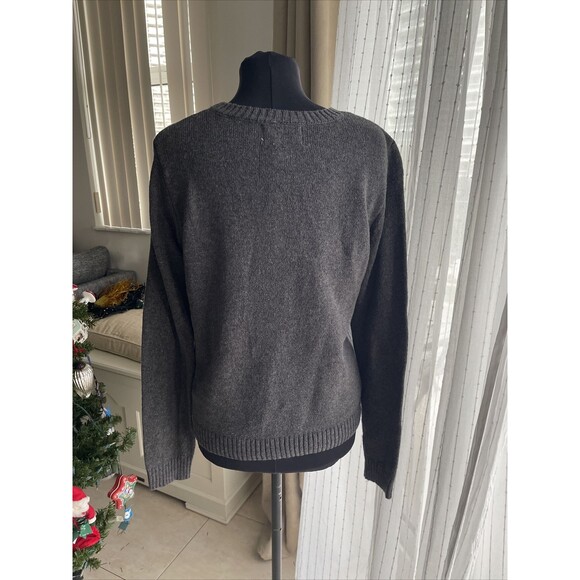 Ruby Moon Reindeer Gray Fairisle Knit Sweater  Christmas Size L - Picture 3 of 5
